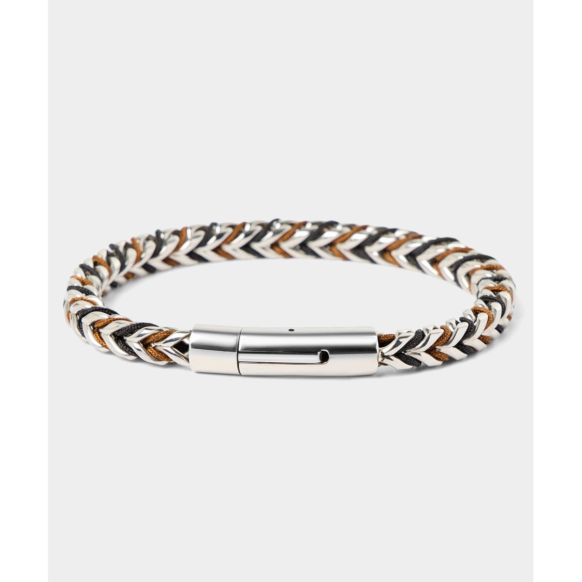 Bracelet Homme en Acier Inoxydable Tressé argent, JOE BROWNS