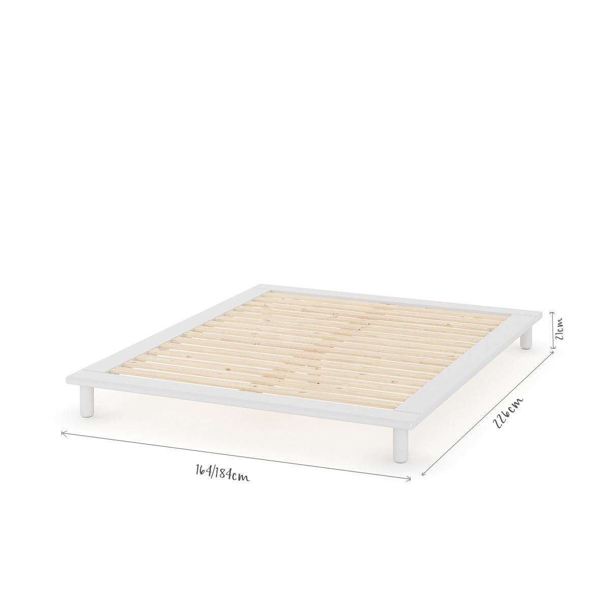 Pack lit 2 places futon avec matelas Bois massif  PAOLO blanc, AKITEN RETAIL