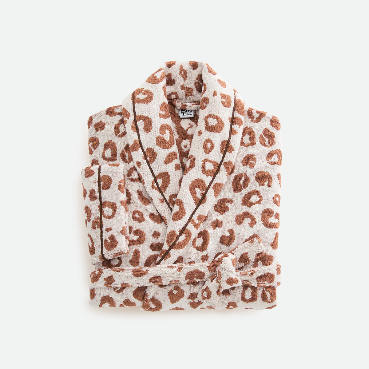 Albornoz con cuello cruzado, tejido de rizo de 400 g, ZANI estampado de leopardo, LA REDOUTE INTERIEURS