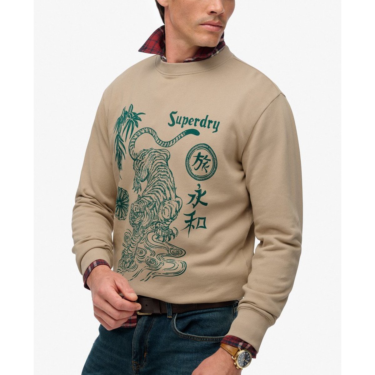 Sweat-shirt ample Tokyo Narrative marron taupe délavé, SUPERDRY