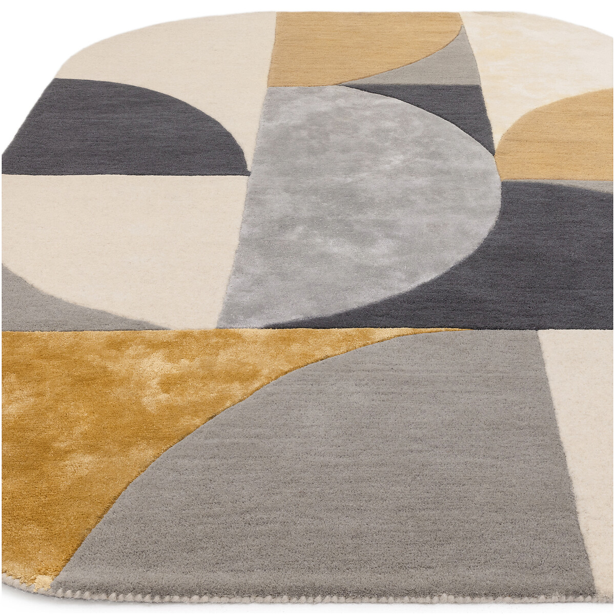 Oval Shapes Pattern Rug grey/yellow, ÉDITÉ