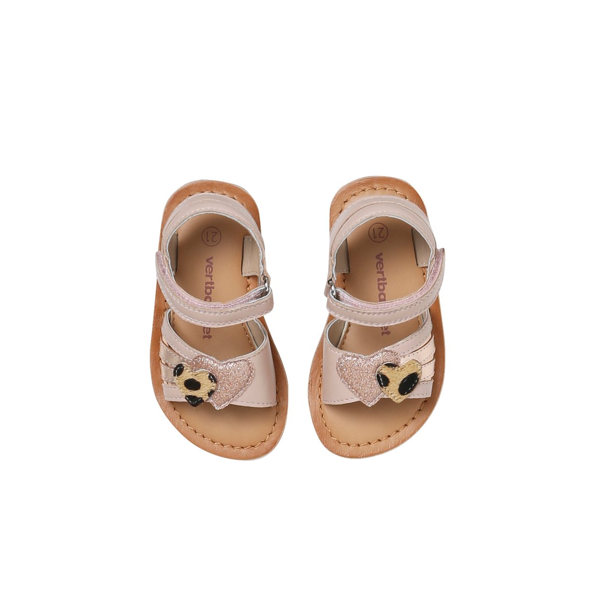 Sandales scratchées en cuir lot rose, VERTBAUDET