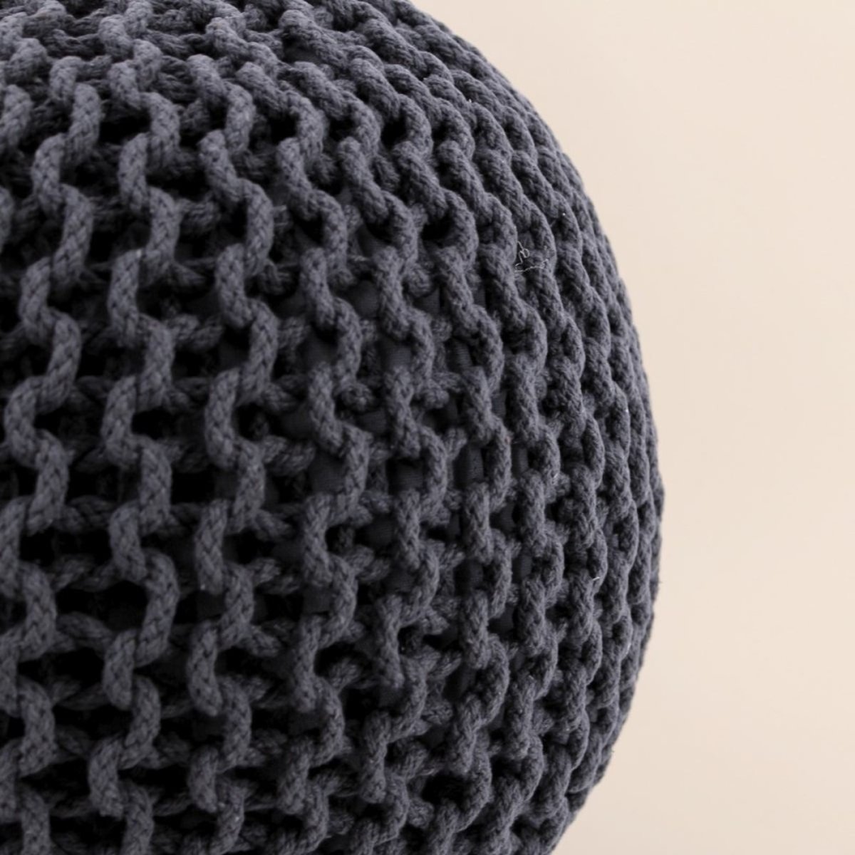 Pouf rond tricot 40x30cm gris, ORNAMI