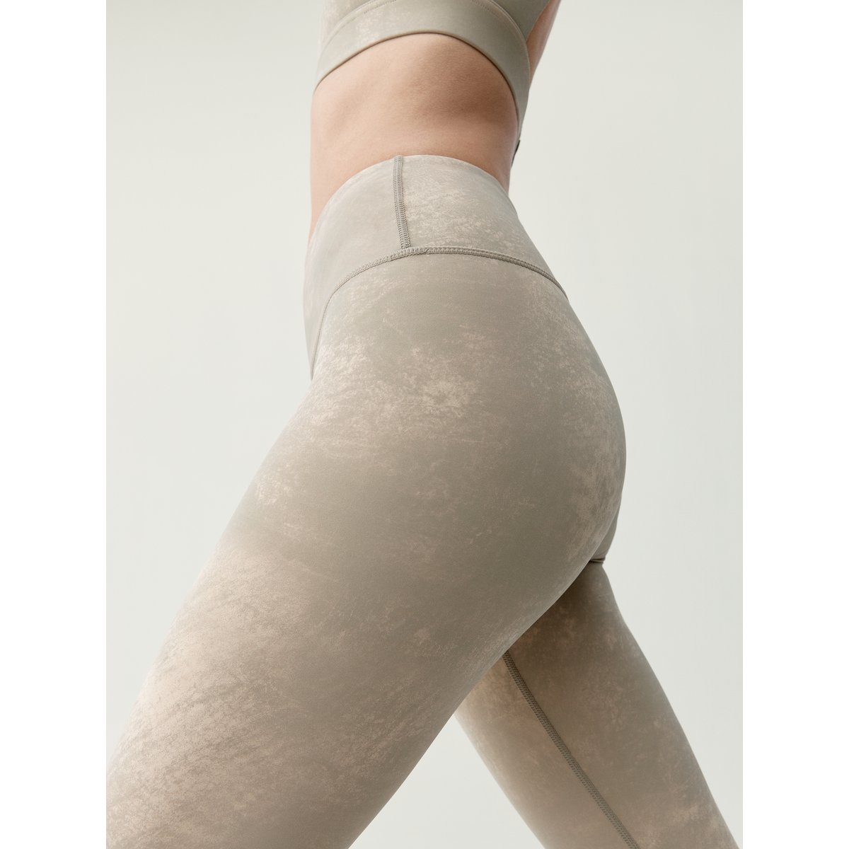 Legging de sport femme Alaya Taille haute effet gainant beige biscuit, BORN