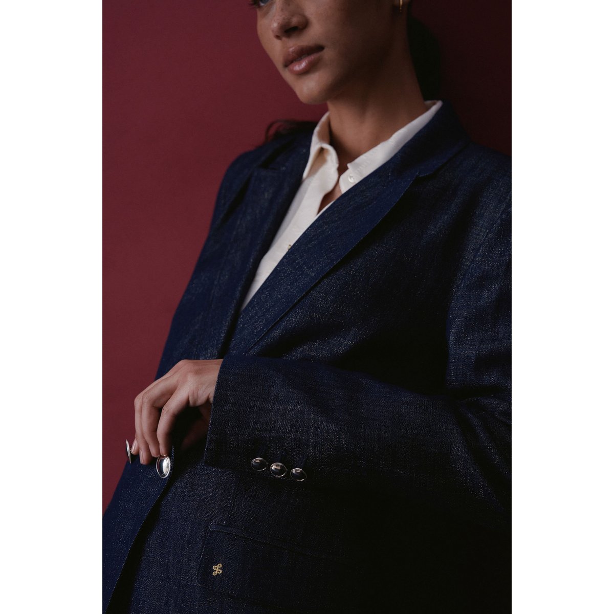 BLAZER STRUCTURÉ BRILLANT bleu foncé, SALSA JEANS