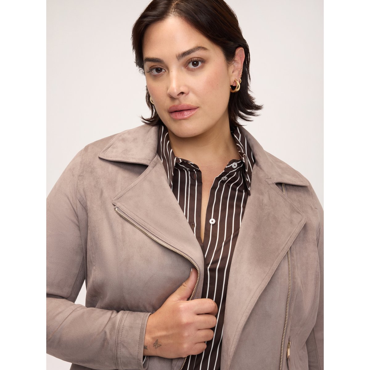 Veste biker toucher doux gris, FIORELLA RUBINO