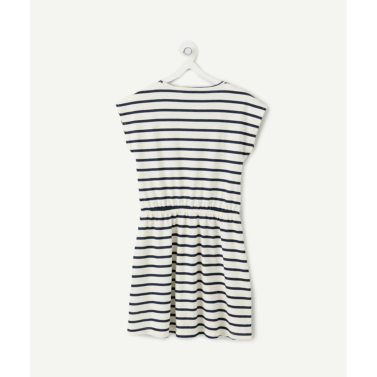 Robe manches courtes à pois rayé bleu marine/blanc, TAPE A L'OEIL