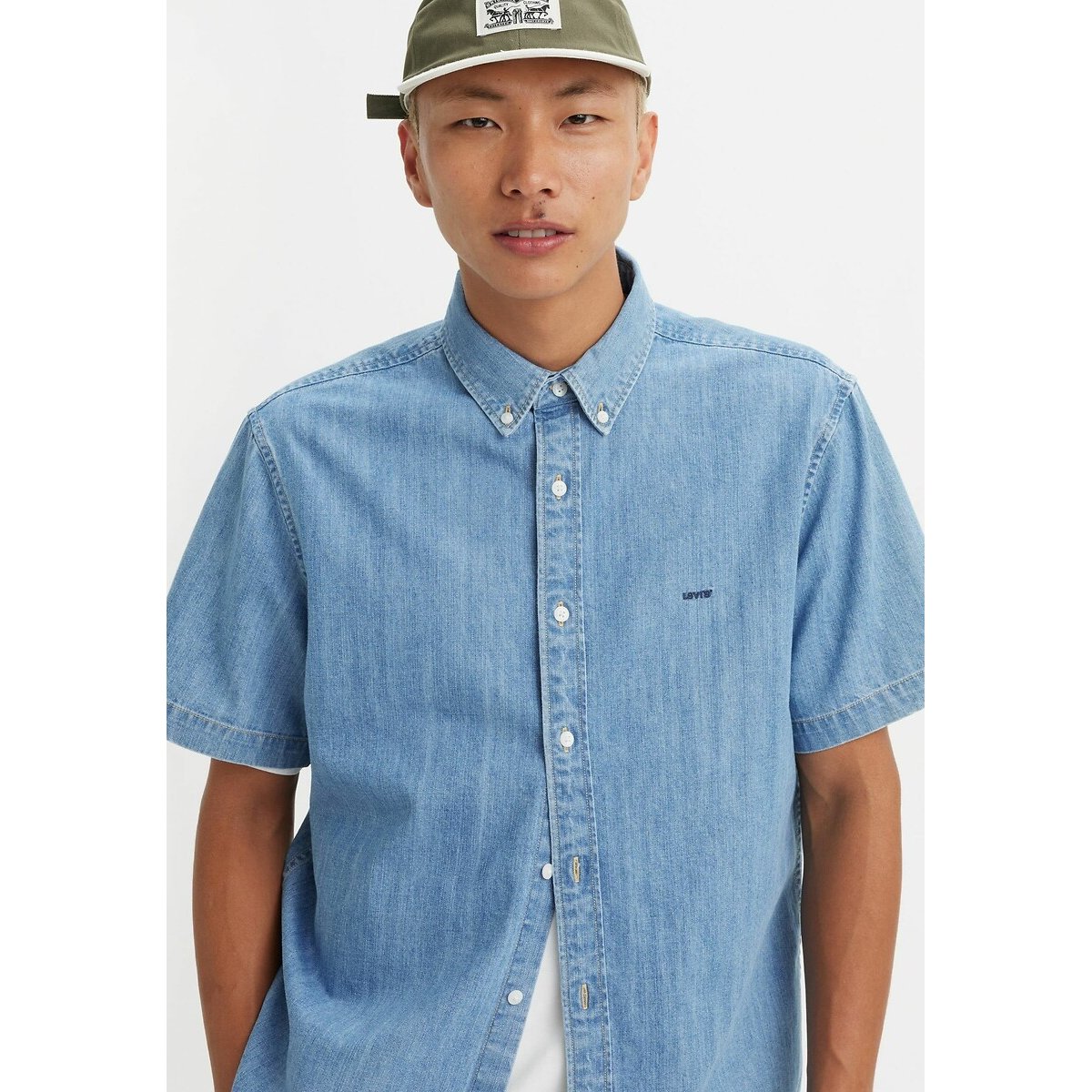 Chemise manches courtes authentique bleu moyen, LEVI'S