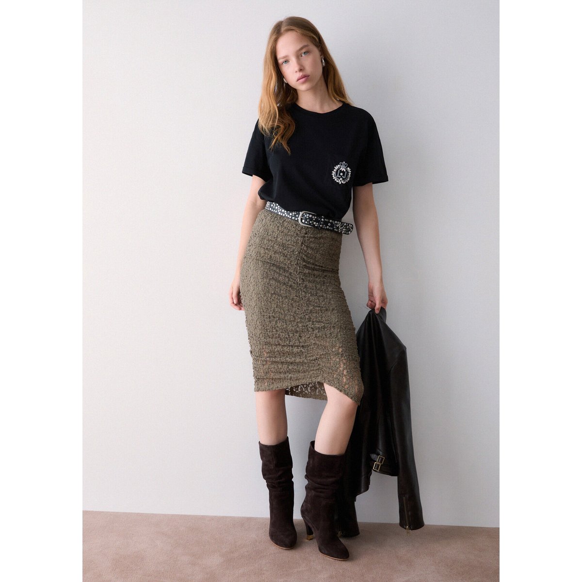 Jupe midi en dentelle vert, LIU JO