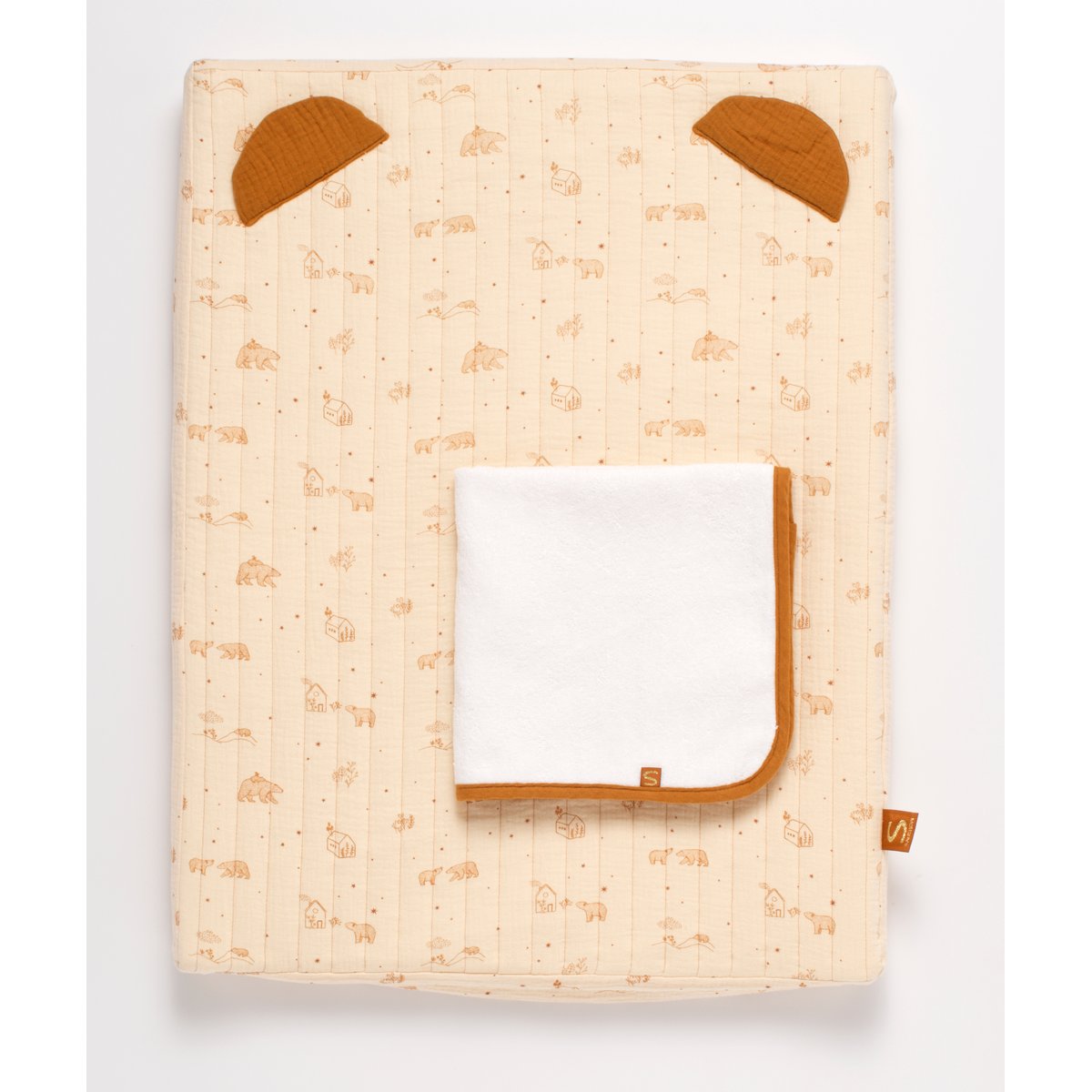 Matelas à langer + serviette éponge ORSINO orange, écru, SAUTHON