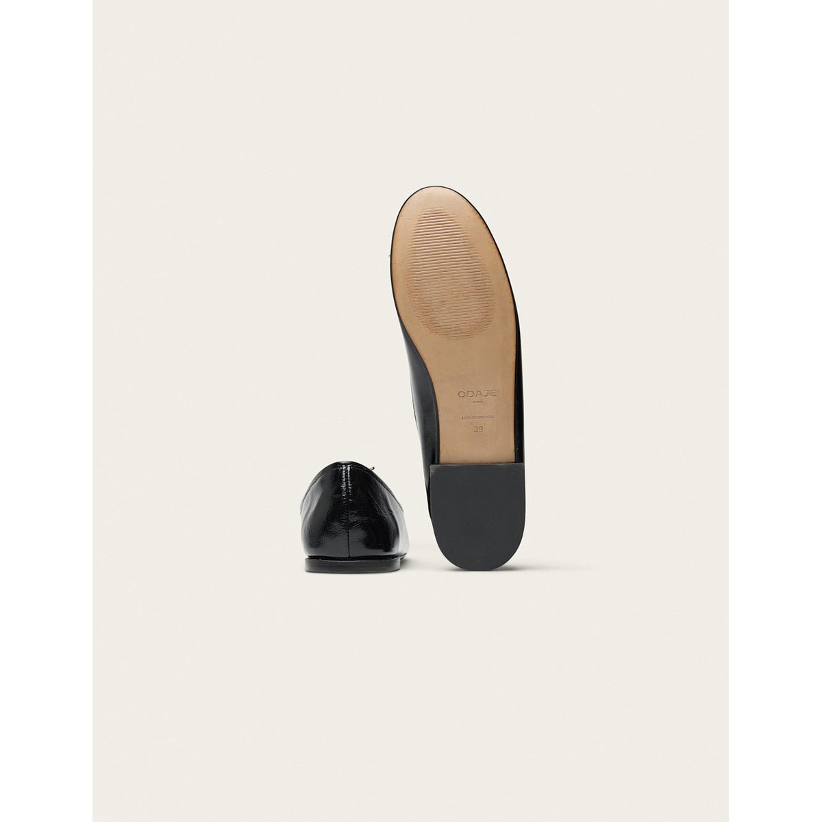 Ballerines PALEA cuir plissé noir, ODAJE