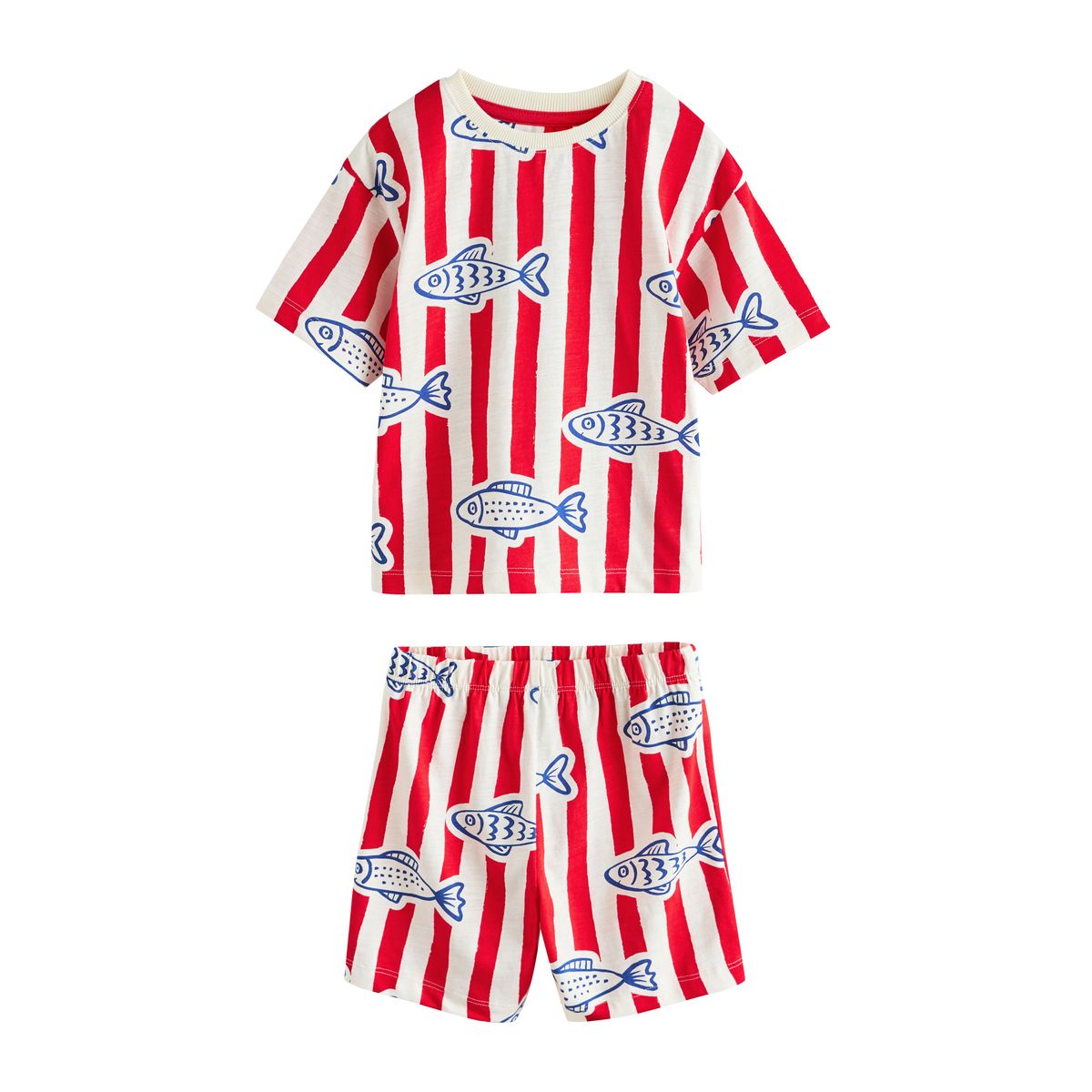 Pyjama short, lot de 3 rouge/bleu/blanc bord de mer, NEXT