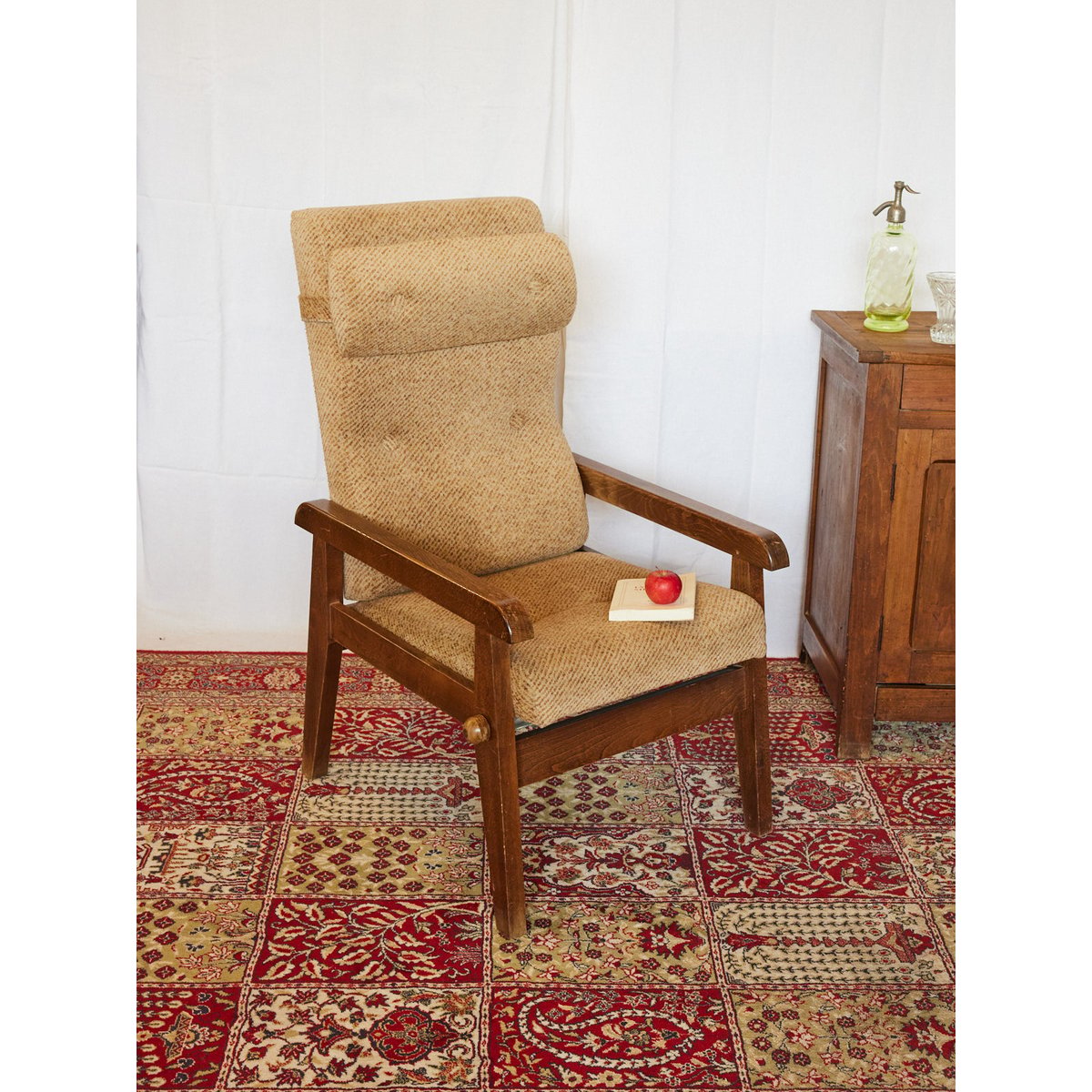 Fauteuil inclinable en bois Ernest N°1102 - Bon état bois foncé, DEBONGOUT