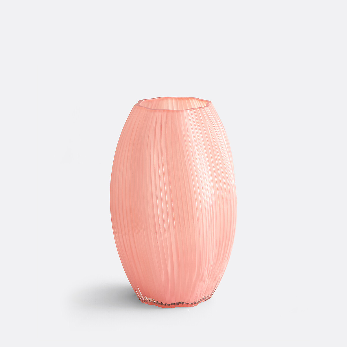 Olma Striated Glass Vase Height 27cm pink, LA REDOUTE INTERIEURS