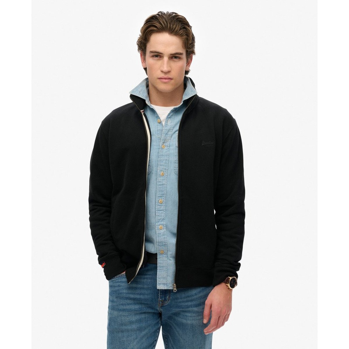 Veste de survêtement à logo Essential noir, SUPERDRY