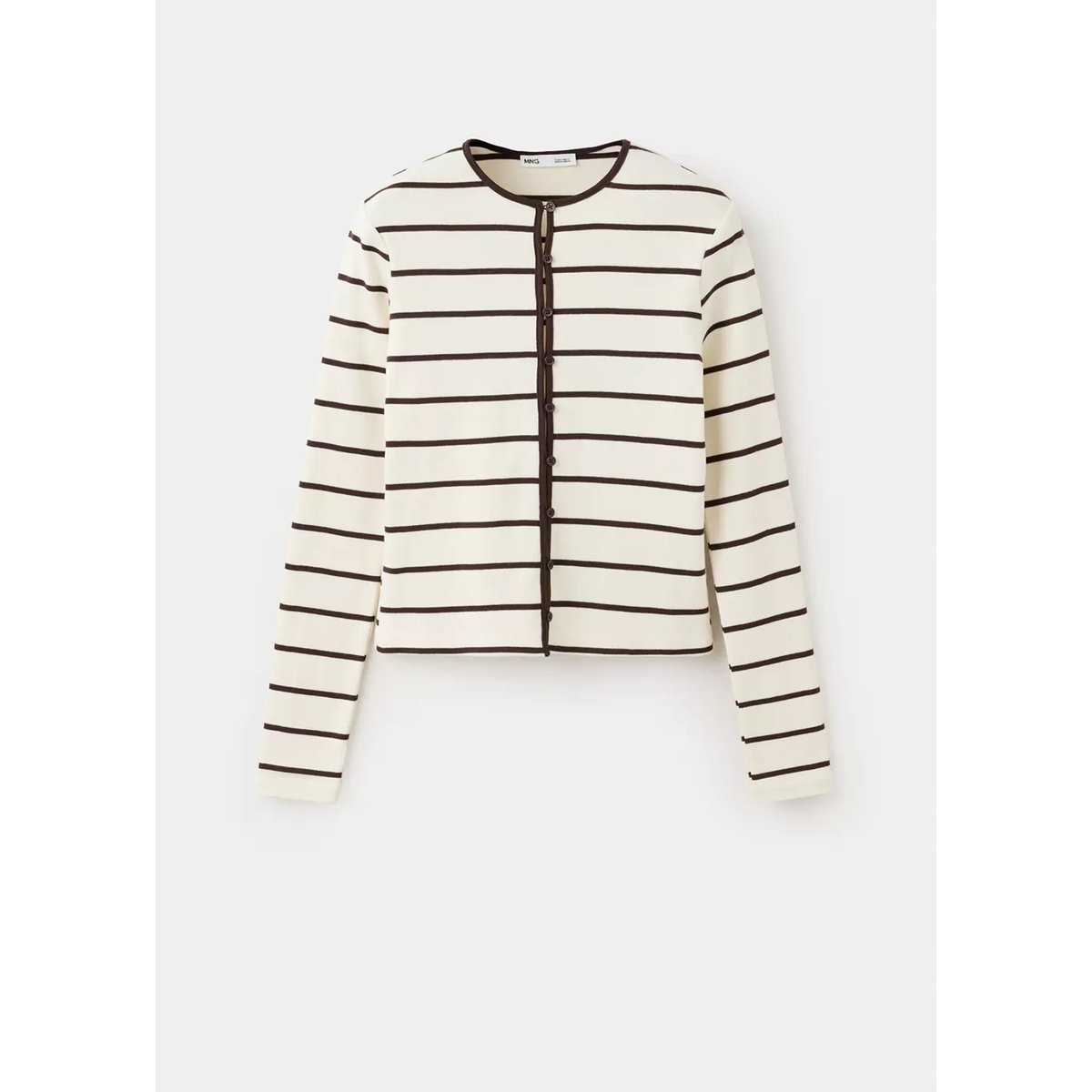 Cardigan maille rayures écru, MANGO