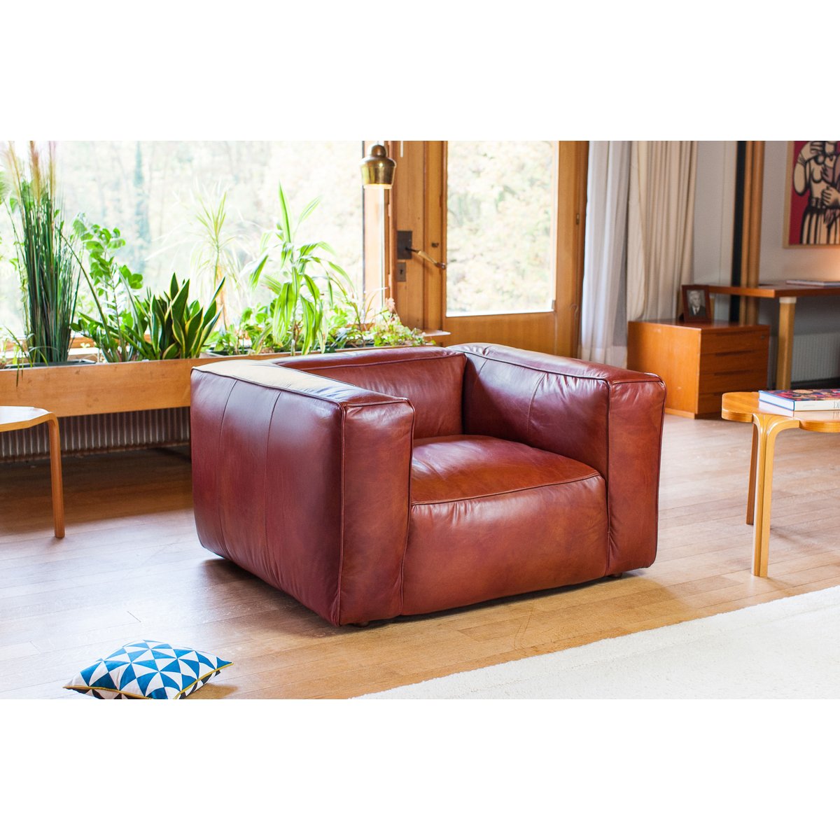 Fauteuil en cuir KRIEGER bordeaux, PRODUIT INTERIEUR BRUT