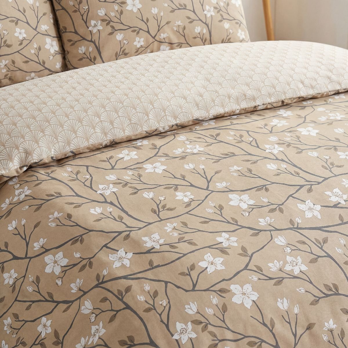 Parure de lit 2 personnes imprimé SUNSHINE VALENTINA beige, TODAY