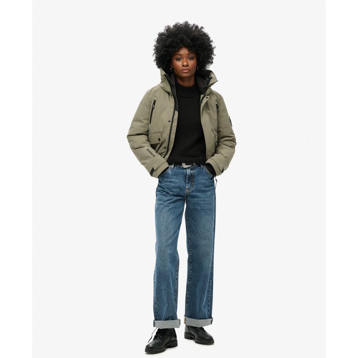 Bomber rembourré City vert olive poudré, SUPERDRY