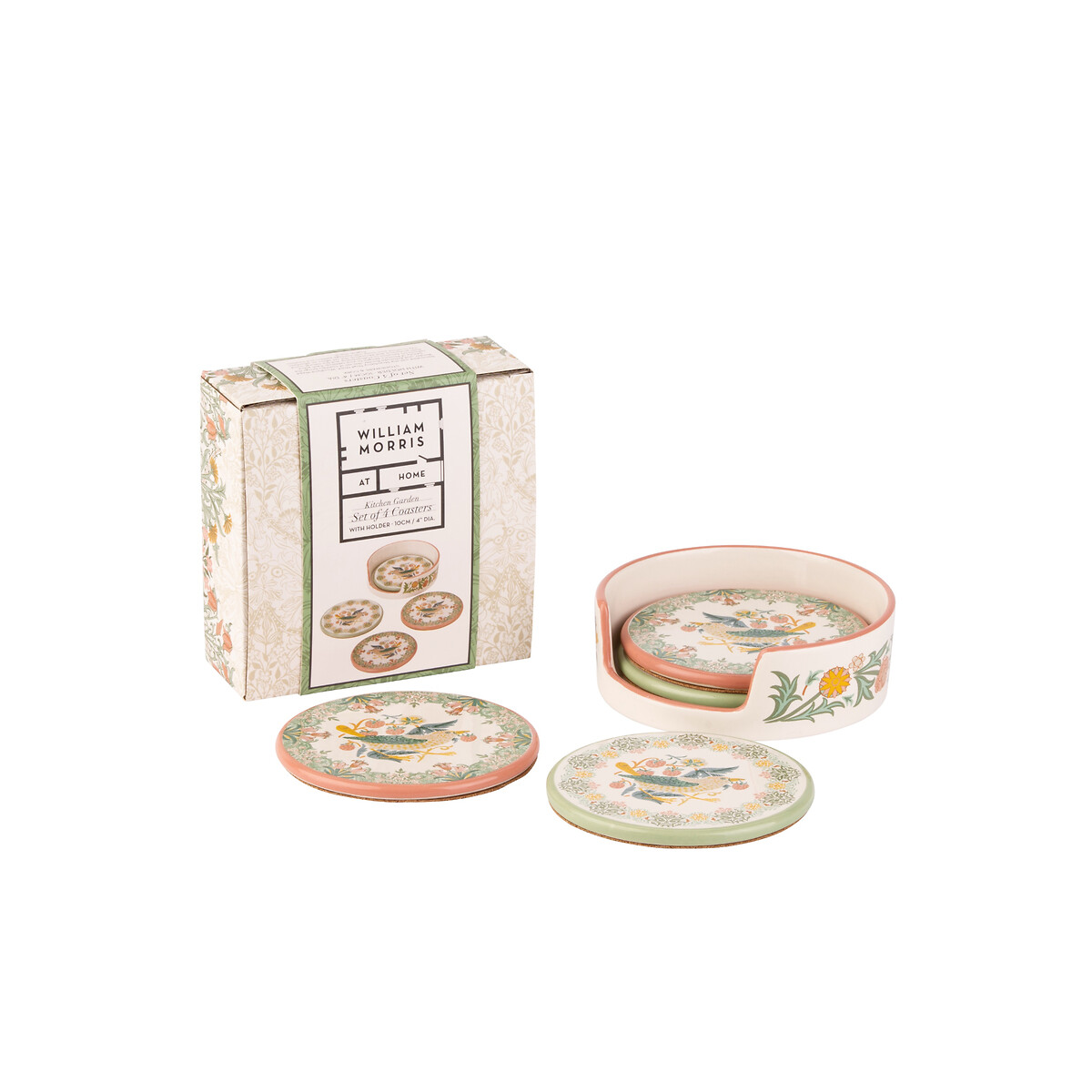 Set of 4 Kitchen Garden Coasters multi-coloured, WILLIAM MORRIS AT HOME