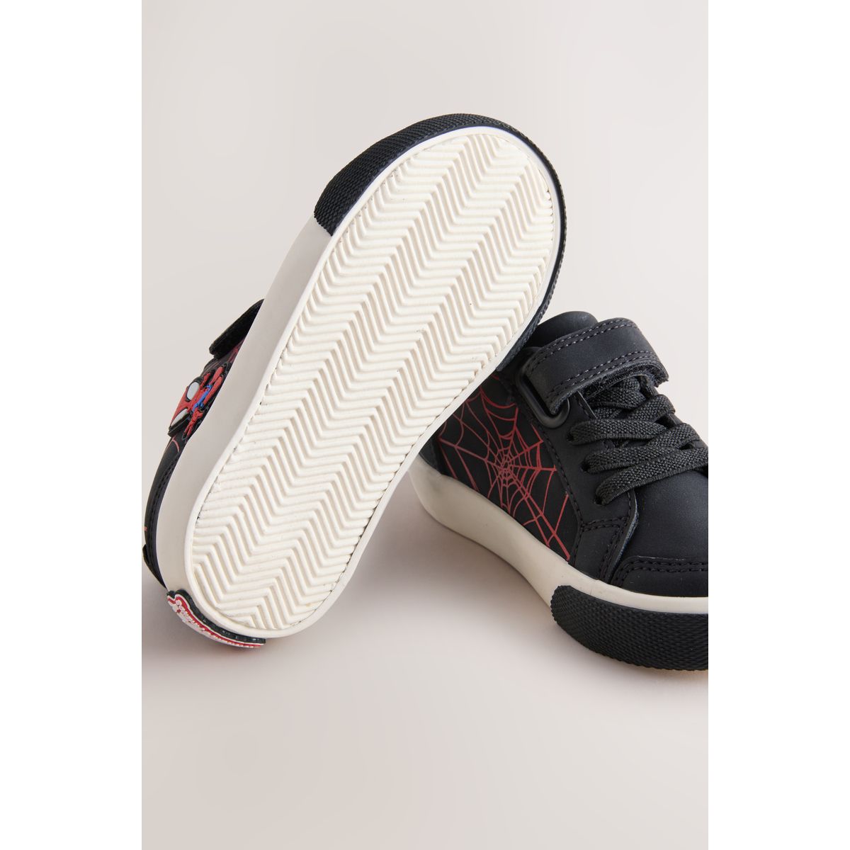 Baskets à lacets élastiques et scratch spiderman noir/rouge, NEXT