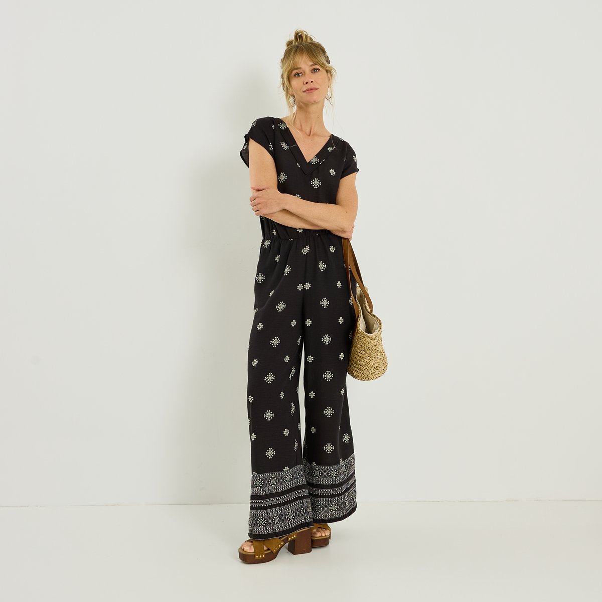 Combinaison pantalon imprimée noir, GRAIN DE MALICE