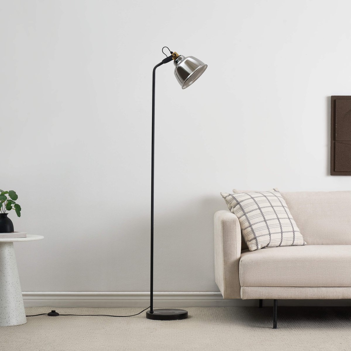 Lampadaire orientable style atelier - LINZ noir et gris fumé, KOSILUM