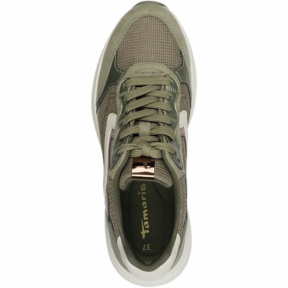 Mixed-Material Trainers olive, TAMARIS
