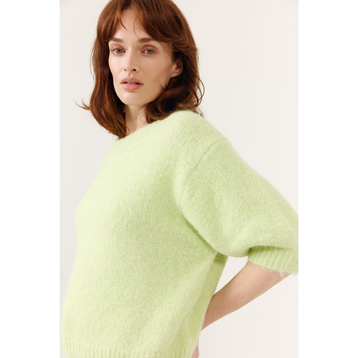 Pull Ferinia manches courtes col rond coupe droite green, ARTLOVE