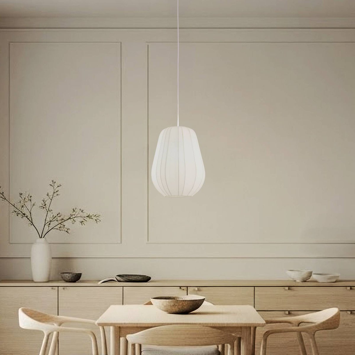 Suspension en textile moderne, Helin blanc, LINDBY