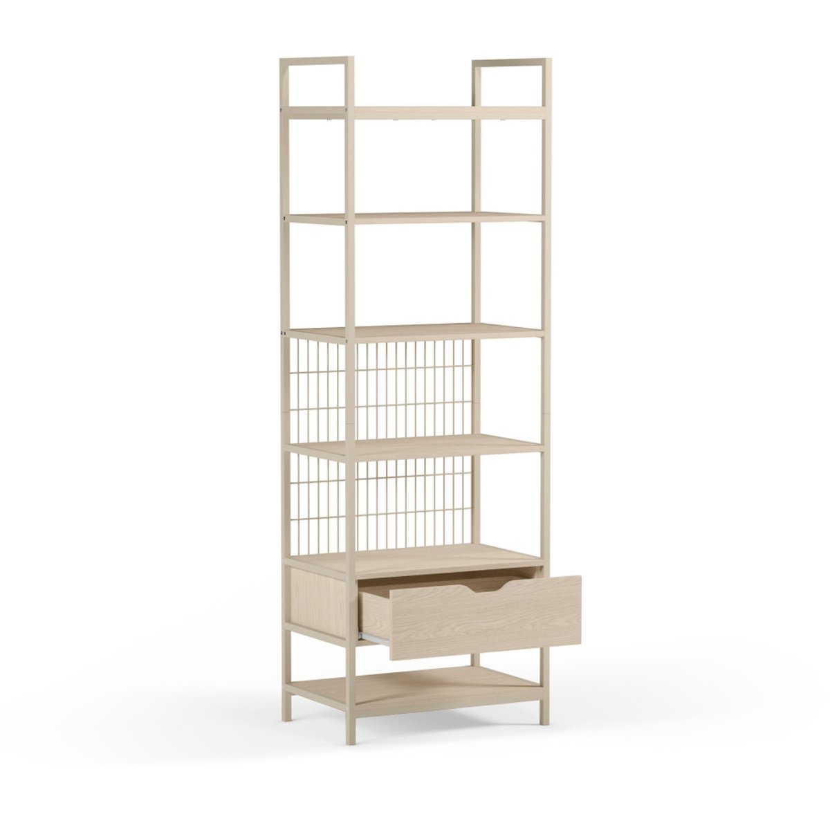 Étagère modulable 1 tiroir en métal et bois L60xH179,5cm - AQABA beige, DRAWER