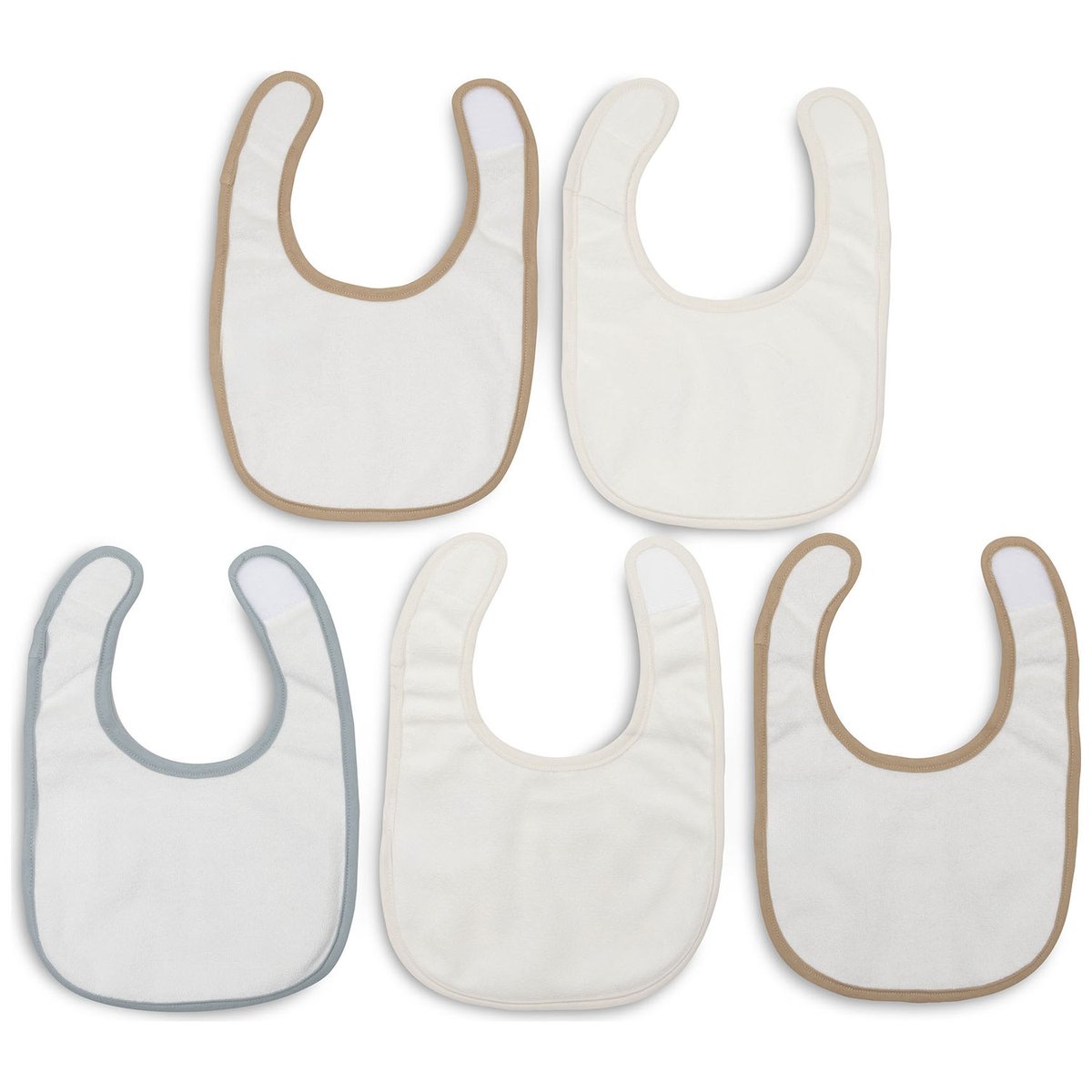 Lot de 5 bavoirs imperméables blanc, marron, bleu, JOLLEIN