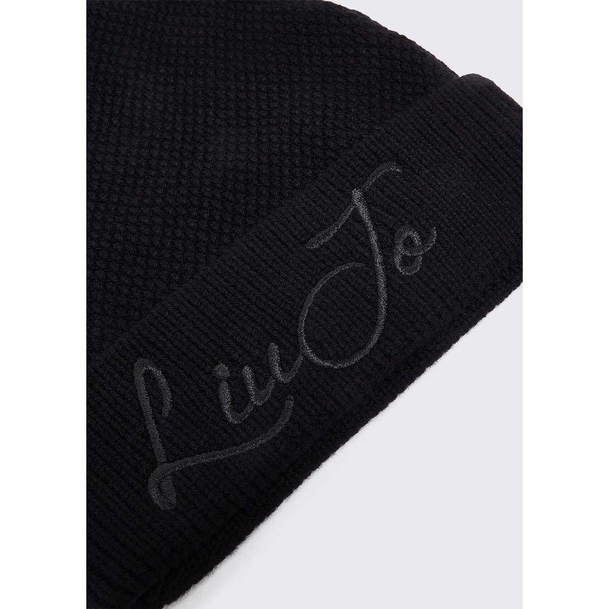 Bonnet en maille avec logo noir, LIU JO
