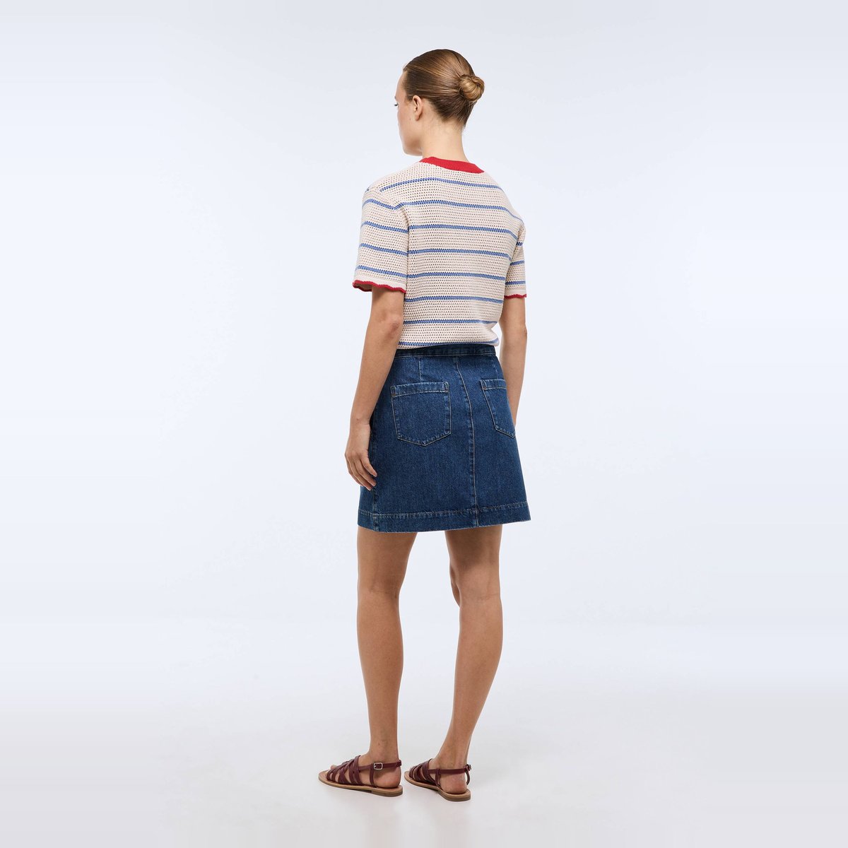 Jupe courte en denim stone denim, MONOPRIX
