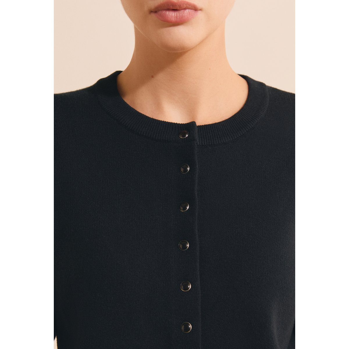 Cardigan col rond en maille SAID CARDI encre, ETAM