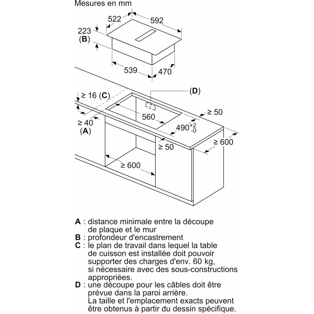 Plaque induction aspirante PVS63SB16F, SERINITY, CombiZone couleur unique, BOSCH