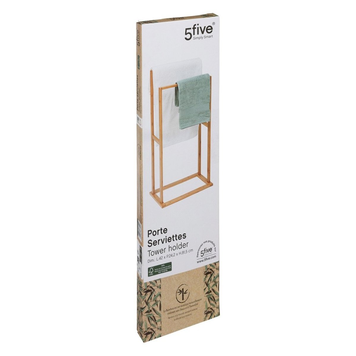 Porte Serviettes Sur Pied Bambou beige, ATMOSPHERA