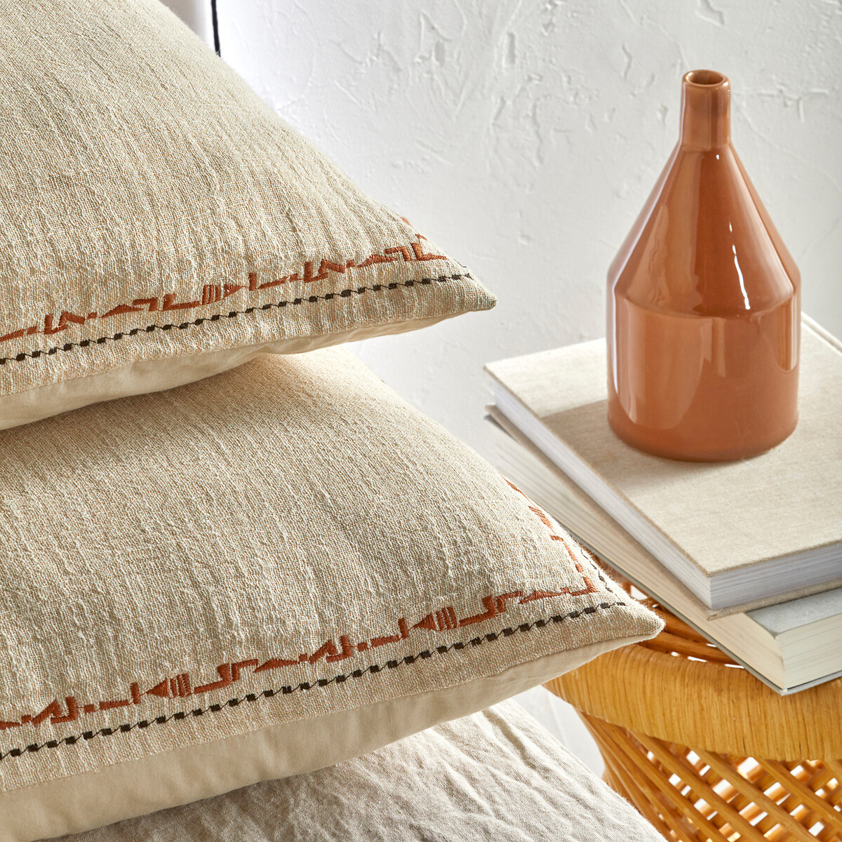 Housse de couette biface gaze de lin/coton Thesari ecru, LA REDOUTE INTERIEURS