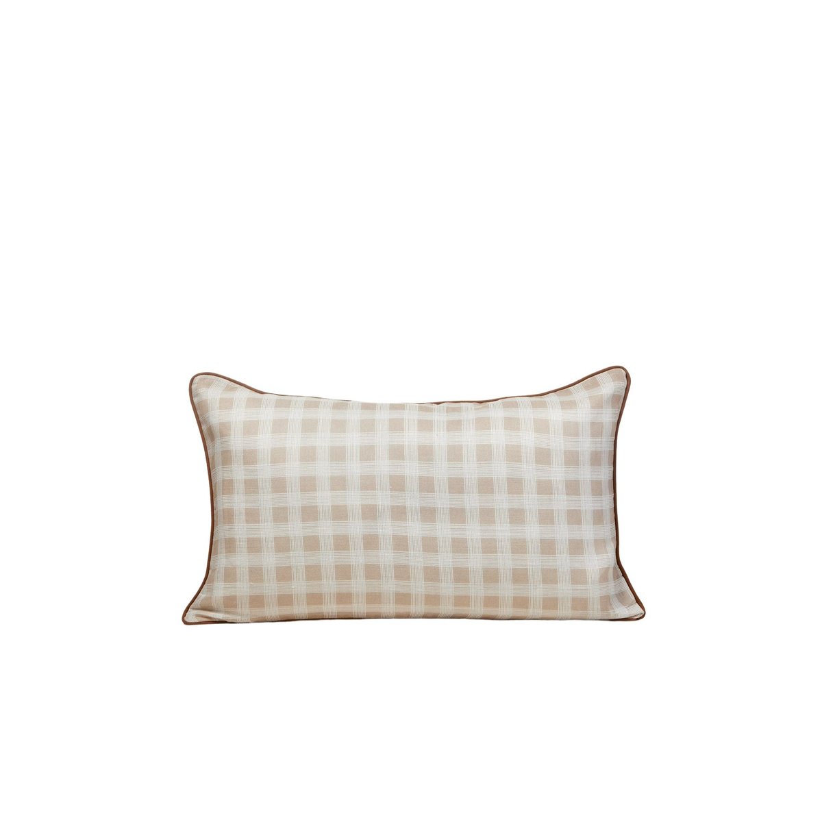 Housse De Coussin en Voile de lin imprimé et finition passepoil VICKY nude, MADURA
