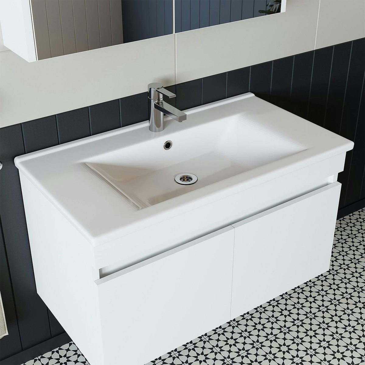 Meuble vasque 85 cm 2 portes LAAN blanc, PIER IMPORT