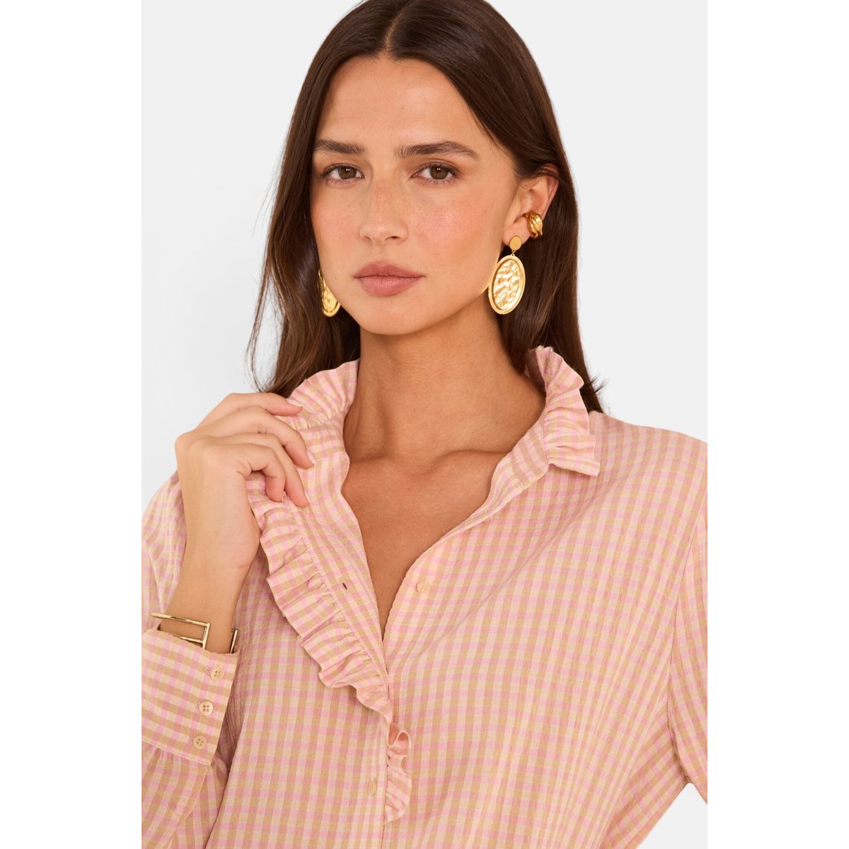 Blouse imprimé vichy à manches longues SALIA primerose, Maison 123
