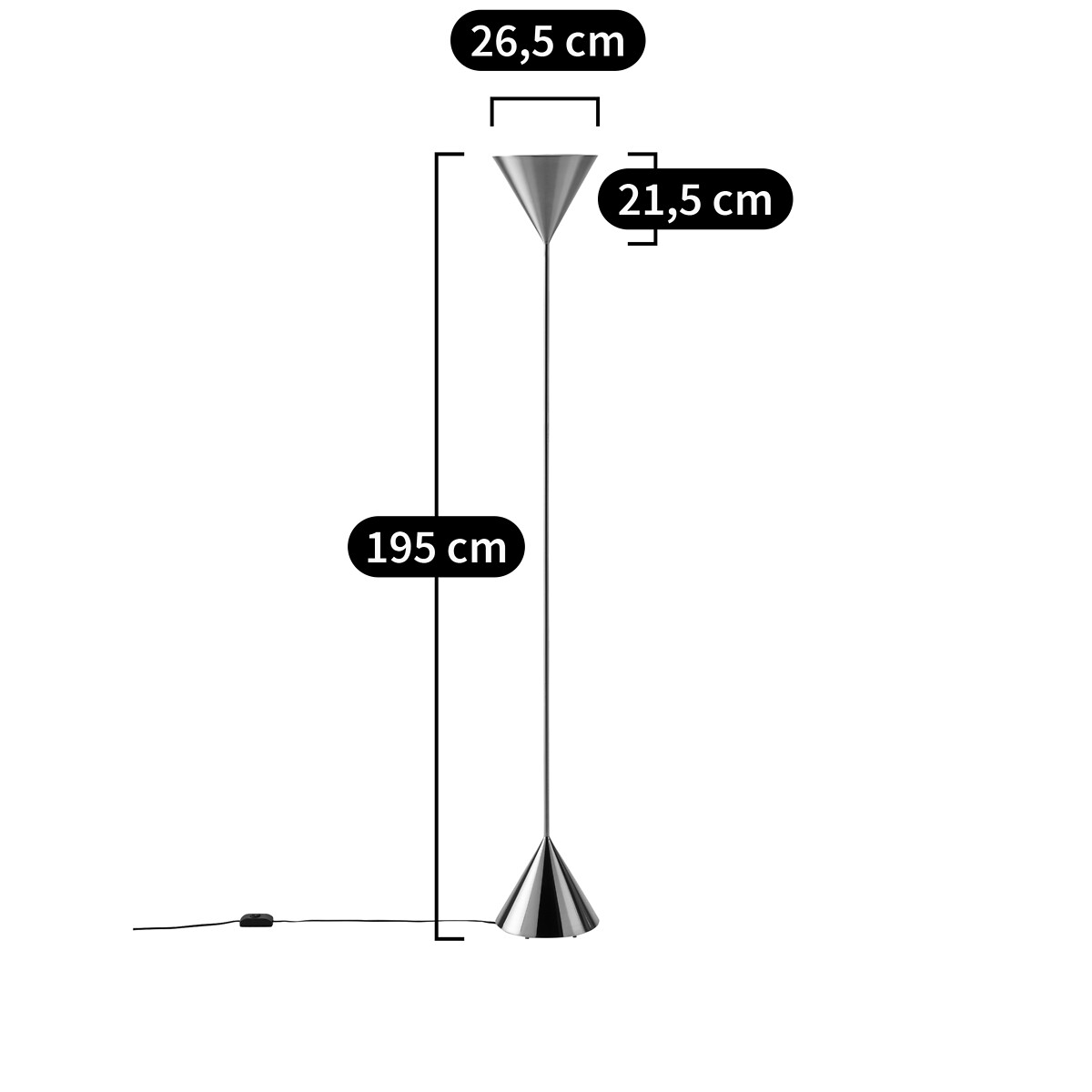 Lampadaire double cône, nickel brossé, Moke nickel brossé, AM.PM