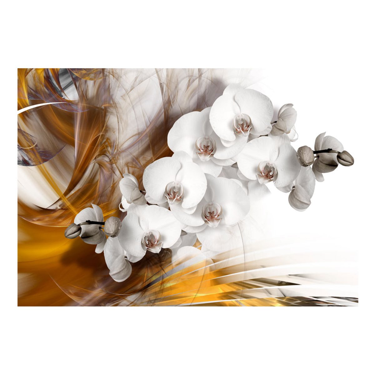 Papier peint intissé panoramique Fleurs Orchid on fire gris / argent, EDEN