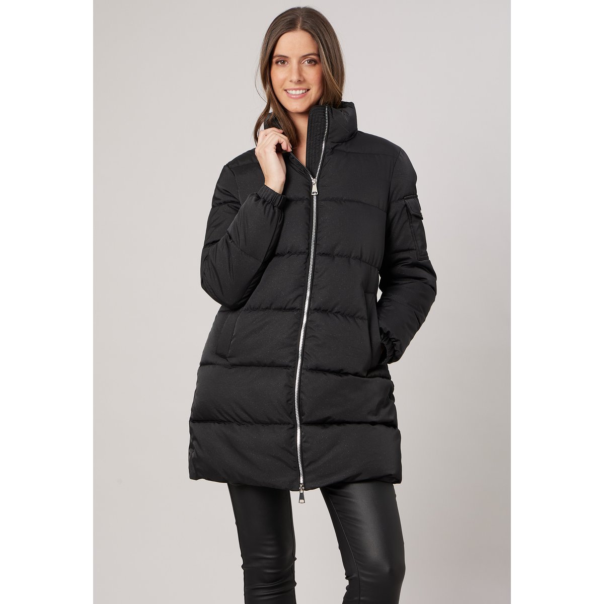 Doudoune mi-cuisse regular femme col montant JUDITE black, DEELUXE
