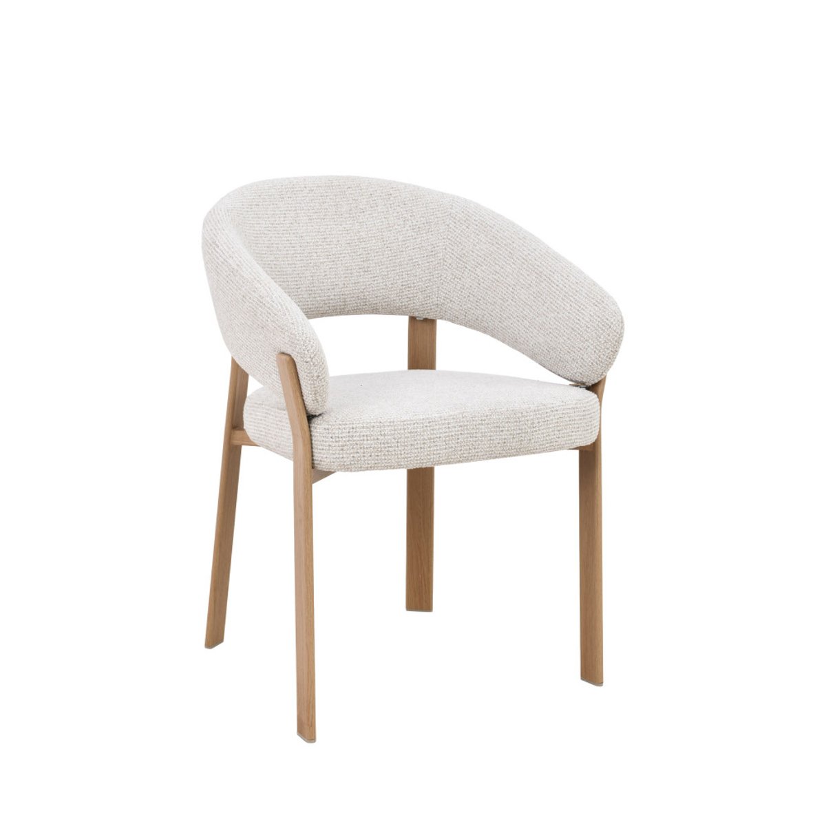 Lot de 2 fauteuils de table en tissu piètement effet bois clair- EMBO beige chiné, DRAWER