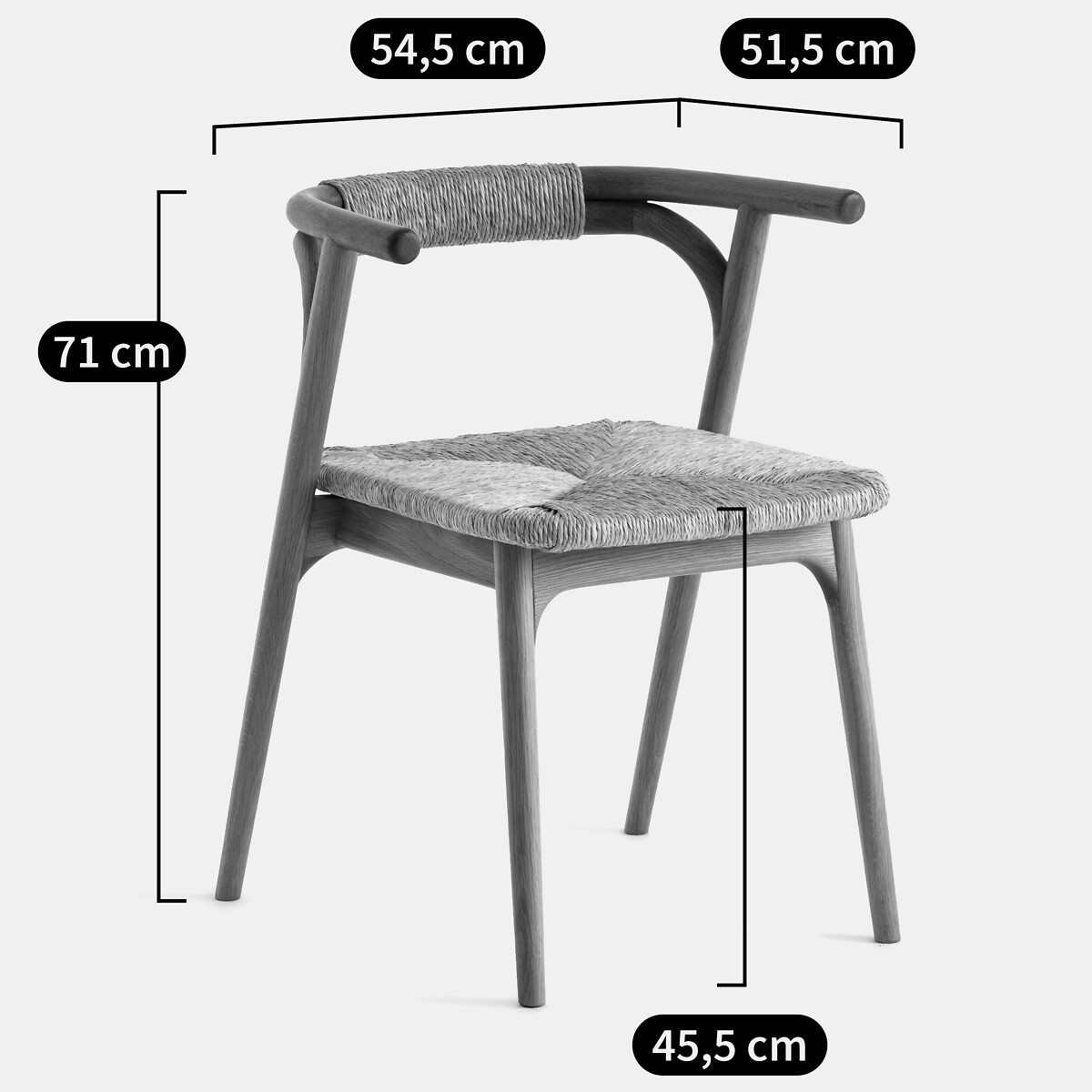 Fauteuil de table en chêne et paille, Fermyo chêne naturel, AM.PM