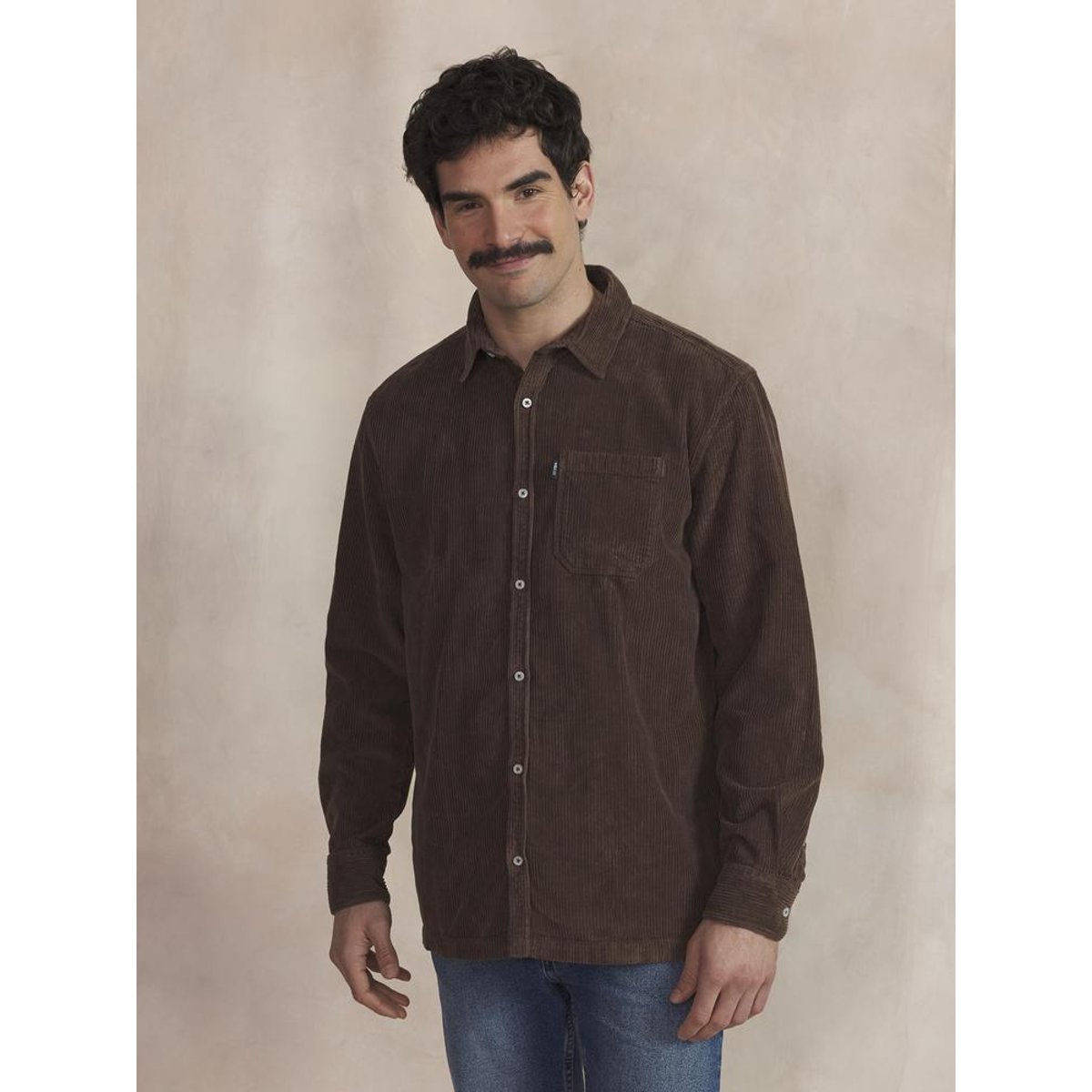 Chemise manches longues MAEROCHE brun, TBS