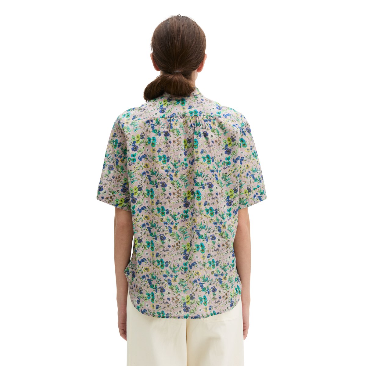 Blouse relaxed en voile de coton imprimé rose, MARC O'POLO