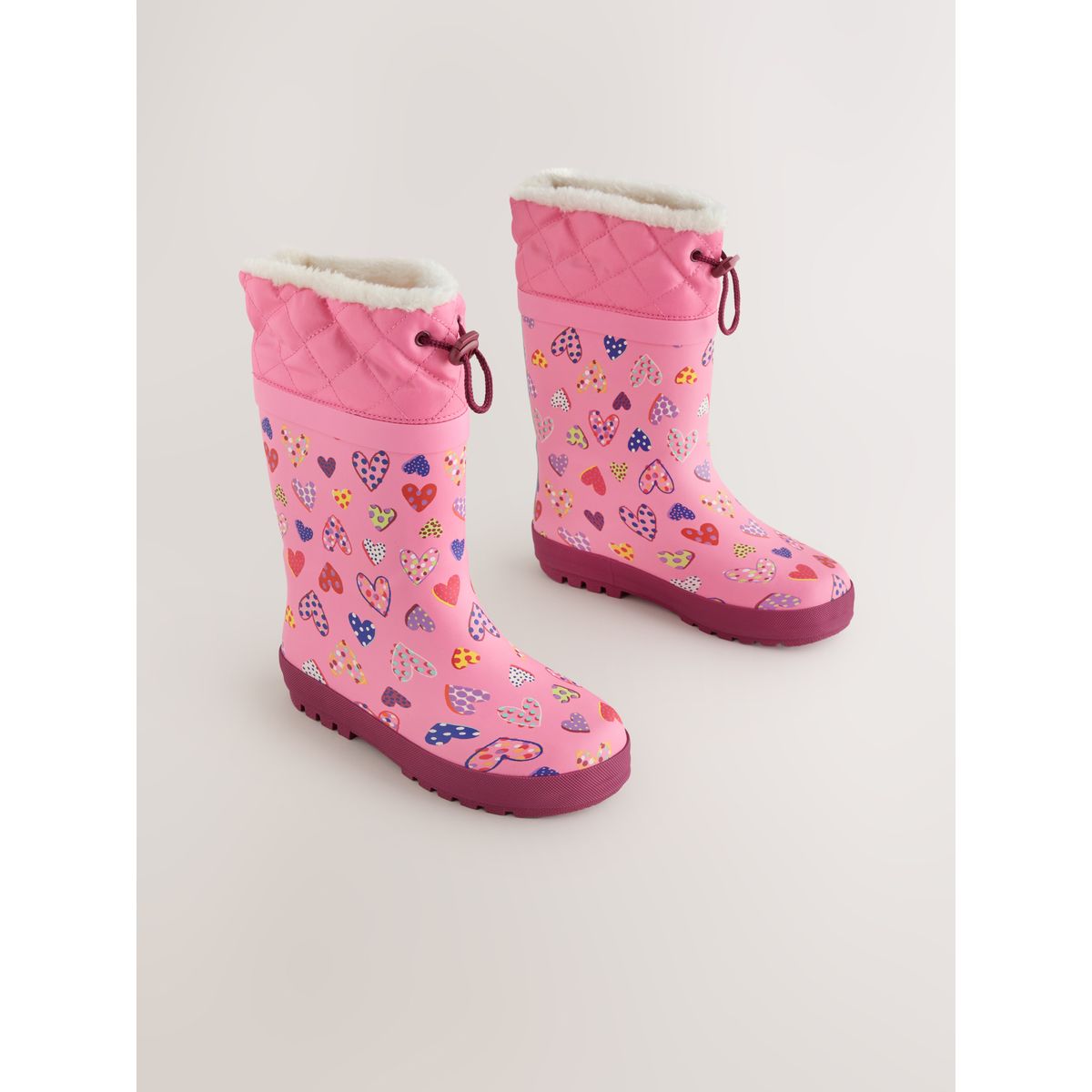 Bottes thinsulate en caoutchouc à revers imprimé cœur rose, NEXT