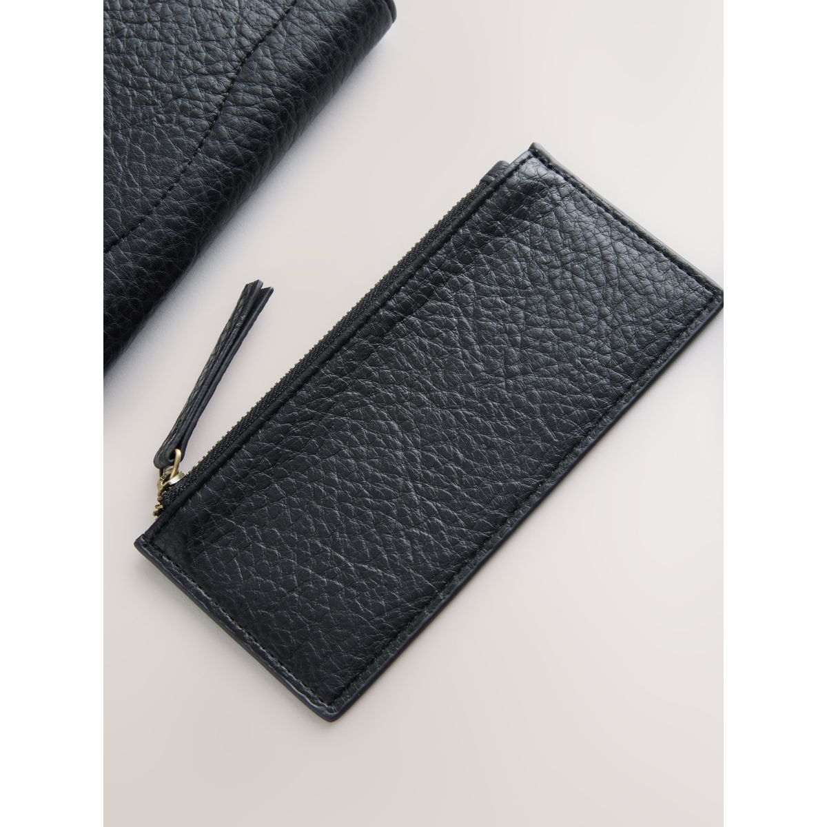 Grand porte-monnaie zippé noir, NEXT